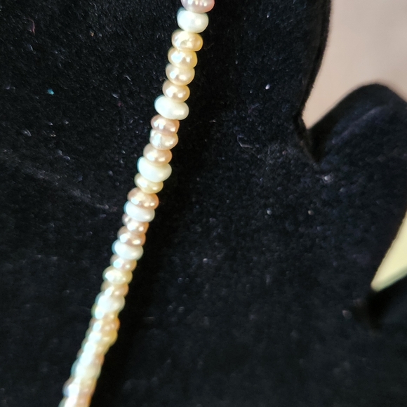 Peach Apricot Quartz Beaded Necklace with Sterling Silver 16" Pendant - Picture 5 of 5